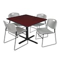 Cain Square Tables > Breakroom Tables > Cain Square Table & Chair Sets, 48 W, 48 L, 29 H, Mahogany TB4848MH44GY